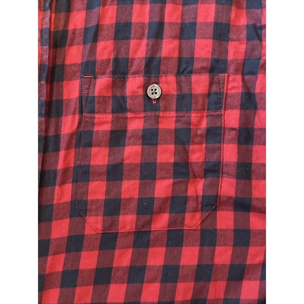 Banana Republic Mens M Plaid Red Black Cotton Button Down Long Sleeve Shirt